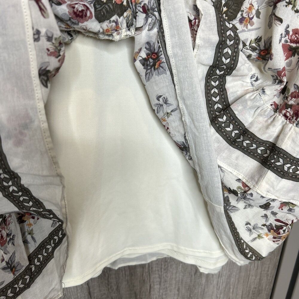 Max Studio Dress Size L Floral Romantic Cottagecore Ruffle Hem Knee Length - Picture 6 of 9